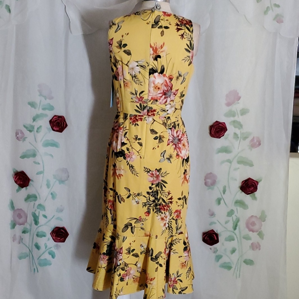ANTONIO MELANI Yellow Floral Midi Dress - Picture 6 of 12